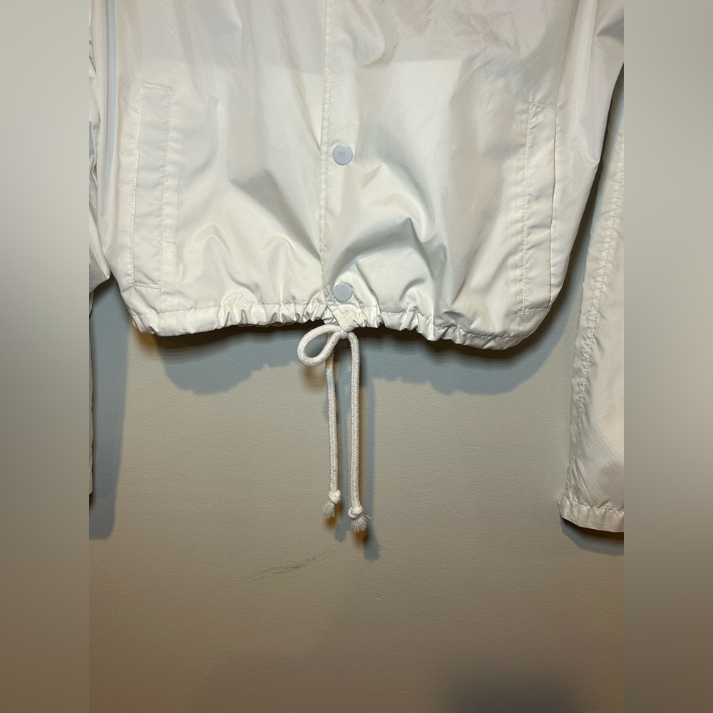 Champion White Windbreaker Jacket Small Women’s Logo Tape Cropped - Picture 5 of 13